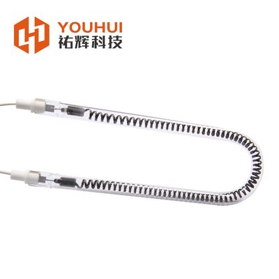 U 모양 단일 튜브 탄소 섬유 적외선 난방 램프 1100-2600°C 필라멘트 온도 및 금 반사체